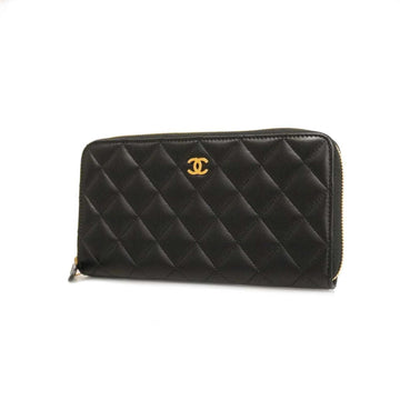 CHANEL Wallet Matelasse Lambskin Black Women's