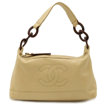 CHANEL here mark shoulder bag caviar skin beige