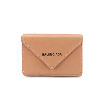 BALENCIAGA paper mini wallet tri-fold leather beige 391446 Papier Mini Wallet