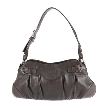 Salvatore Ferragamo Gancini Handbag 21 5839 Leather Dark Brown Shoulder Bag