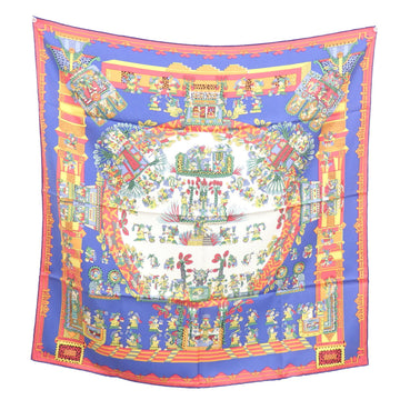 HERMES Scarf Muffler Carre 90 Women's Silk Multicolor ASTRES et SOLEILS