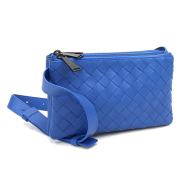 BOTTEGA VENETA shoulder bag intrecciato 609692 blue leather triple row women's