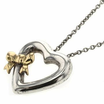 TIFFANY necklace heart ribbon combination silver 925 K18 yellow gold Lady's &Co.