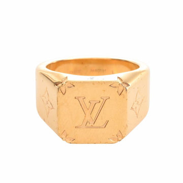 LOUIS VUITTON Monogram Signet Ring #L M80191 Gold No. 20 Men's