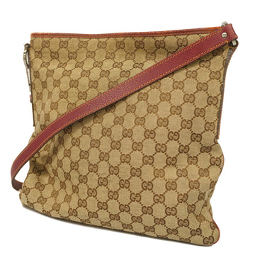 GUCCIAuth  GG Canvas 113013 Women's Shoulder Bag Beige,Red