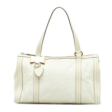 GUCCI ribbon motif handbag tote bag 181490 white leather ladies