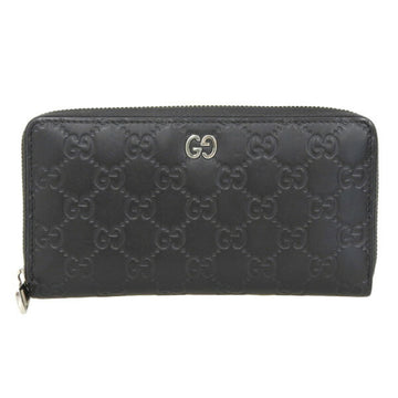 GUCCI Shima Leather Dorian Zip Round Long Wallet 473928 Black