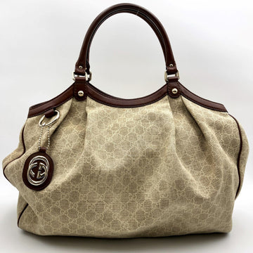 GUCCI GG Canvas Pattern Tote Bag Shoulder Beige x Brown Women's 211943