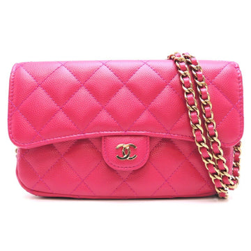 Chanel matelasse chain ladies long wallet AP2096 caviar skin pink