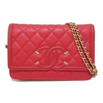 CHANEL ChainShoulder Bag Red Caviar Skin [Grained Calf]