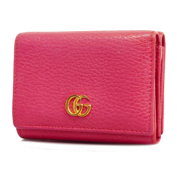 GUCCIAuth  GG Marmont Gold Hardware 474746 Women's Leather Wallet Pink