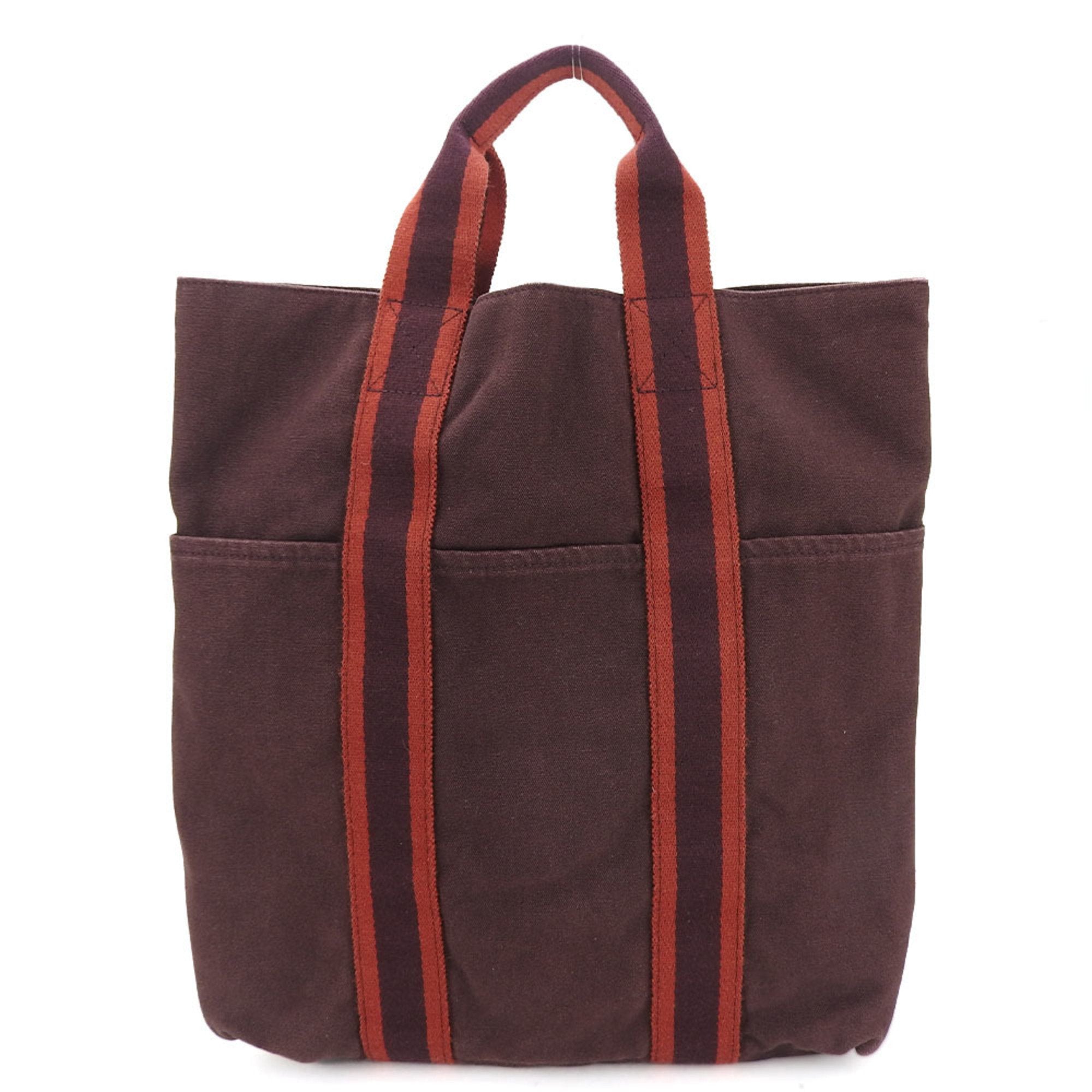 HERMES Tote Bag Fool Toe Cabas Bordeaux Canvas Women s Men s