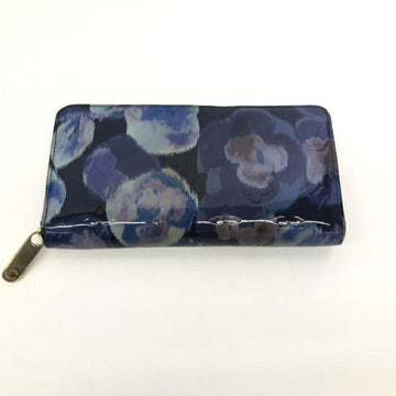 LOUIS VUITTON Monogram Vernis Ikat Flower Zippy Wallet M90018 Blue