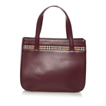 Burberry Nova Check Shadow Horse Tote Bag Bordeaux Leather Canvas Ladies BURBERRY