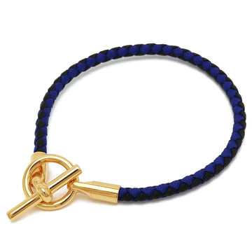 HERMES Grennan Bracelet Swift Silk GP Black Blue