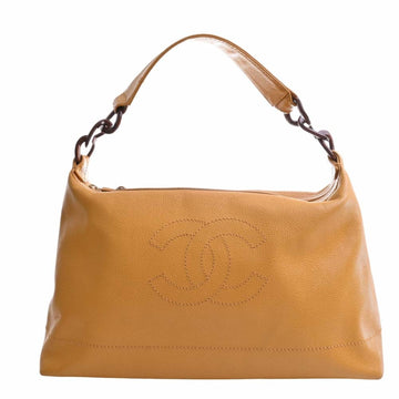 CHANEL Caviar Skin Coco Mark One Shoulder Bag Yellow Ladies