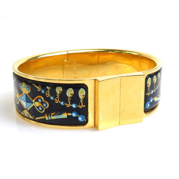 HERMES Bangle Bracelet Click Crack Metal/Enamel Gold/Navy/Multicolor Women's