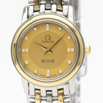 Polished OMEGA De Ville Prestige Diamond 18K Gold Steel Watch 4370.16 BF550689