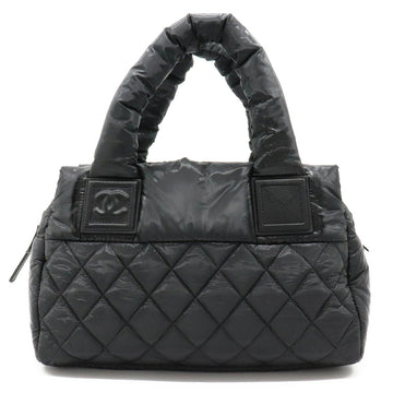 Chanel Coco Coon Quilted Tote Bag Handbag Mini Boston Nylon Leather Black Bordeaux 8619