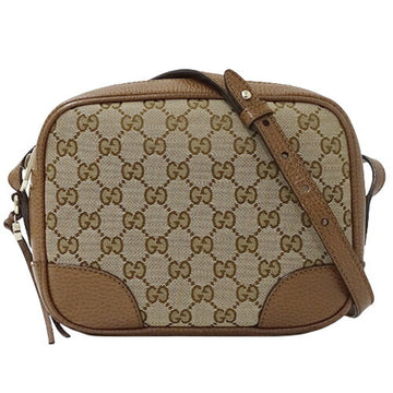 GUCCI Women's Shoulder Bag GG Canvas Leather Brown 449413 Pochette Crossbody