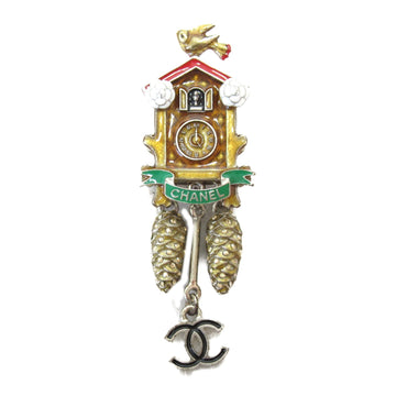 CHANEL Brooch cuckoo clock Gold Red green metal