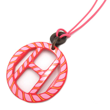 HERMES H Equip Necklace Pink Buffalo horn Pink