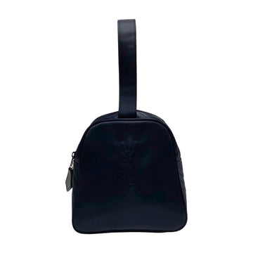 YVES SAINT LAURENT Logo Pattern Nylon Handbag Mini Tote Bag Navy