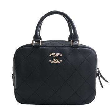 CHANEL Lambskin Matelasse Coco Mark Chain Shoulder Bag Black Ladies