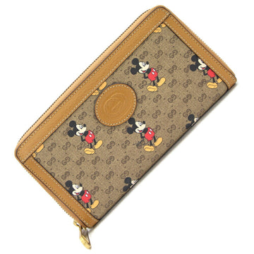 GUCCI Round Long Wallet Disney Collaboration 602532 Beige Brown Multicolor PVC Leather Mickey Micro GG