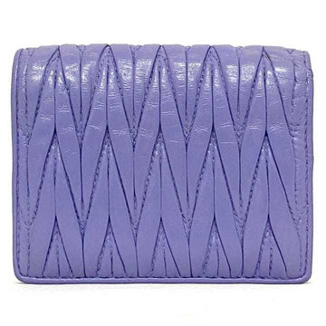 MIU MIU miu bifold wallet purple matelasse compact leather gathered women's folding