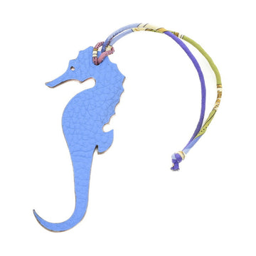 HERMES Petit Ash Bag Charm Seahorse Leather Blue/Pink