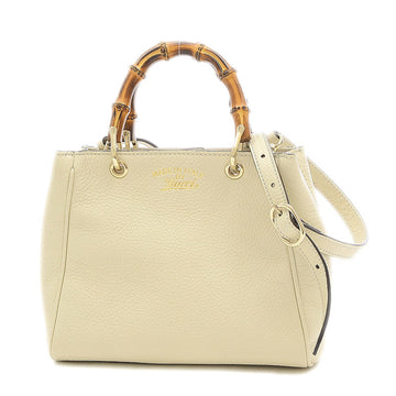 Gucci Bamboo Mini Shopper 2Way Bag Leather White 368823