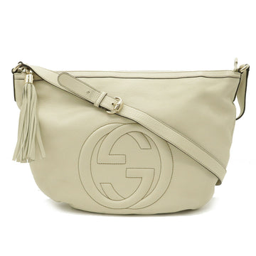 GUCCI Soho Interlocking G Tassel Shoulder Bag Leather Ivory 295175