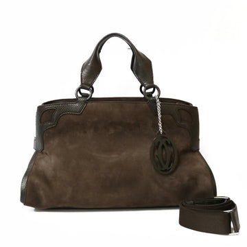 Cartier Shoulder Bag Handbag Brown Ladies