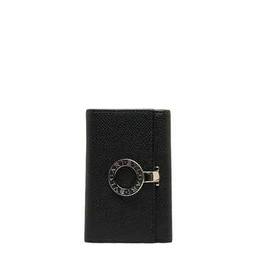 BVLGARI Key Case Black Leather Men's