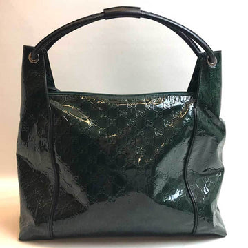 GUCCI Shoulder Bag One GG Green PVC x Leather 152281