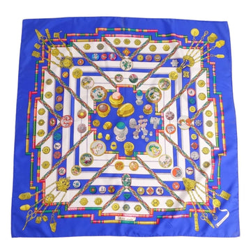 HERMES Scarf Muffler Carre 90 Petite main Seamstress Silk Women's Blue