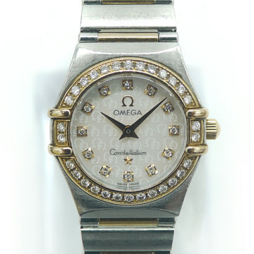 OMEGA Constellation 12P Diamond Quartz 1360.75.00 SS/PG Two Tone Women's Watch White Dial Wristwatch