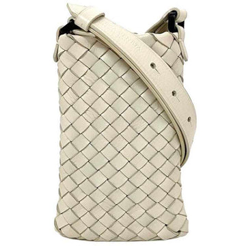 BOTTEGA VENETA Shoulder Bag Beige White Intrecciato 567029 Smartphone Phone Leather  Pochette Ladies Compact