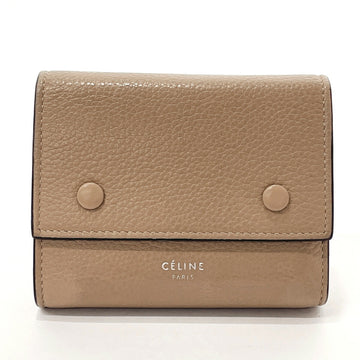 CELINE Small Folded Multifunction Bicolor Trifold Wallet Leather  F-PG-2128 Women's Brown