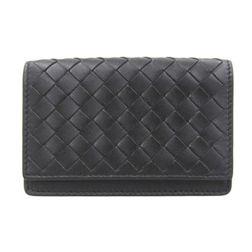 BOTTEGA VENETA Intrecciato Leather Bifold Card Case Business Holder - Black