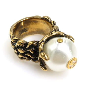 GUCCI Ring GP/Fake Pearl Gold x White Women's No. 11