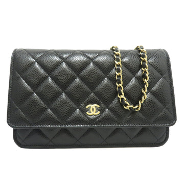 CHANEL Matelasse Classic Chain AP0250 Long Wallet Black G Hardware Caviar Skin Ladies Easy to Use