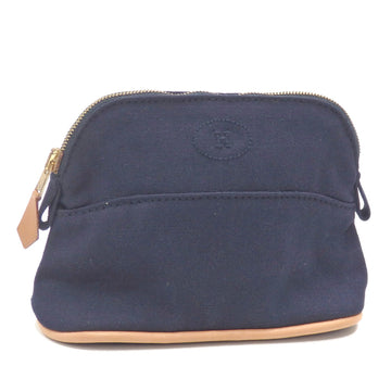 HERMES Bolide Pouch Ladies Navy Canvas Leather