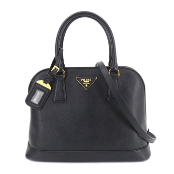 PRADA Saffiano 2way hand shoulder bag leather Nero black BN2567 gold metal fittings Hand Shoulder Bag