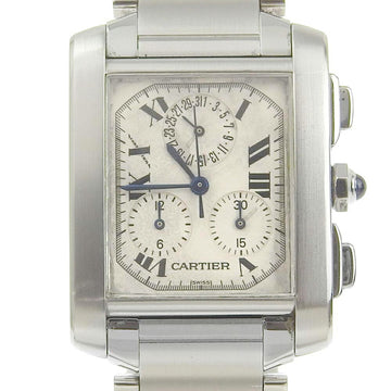 CARTIER Tank Francaise Watch Chrono Reflex W51001Q3 Stainless Steel Swiss Made Silver Quartz Chronograph Beige Dial francais Men's