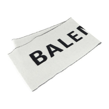 BALENCIAGA muffler 512732 wool white black logo stole