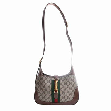 GUCCI GG Supreme Leather Jackie 1961 Small Shoulder Bag 636706 Beige Brown Ladies