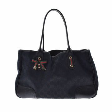 Gucci GG Pattern Tote Bag Black 163805 Women's Canvas Leather