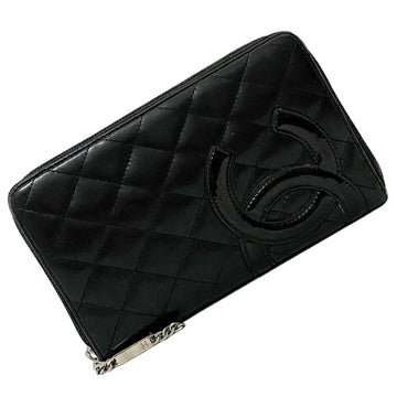 Chanel Organizer Long Wallet Black Cambon A26710 Cocomark Lambskin Patent Leather 1 CHANEL Round Quilted Women's